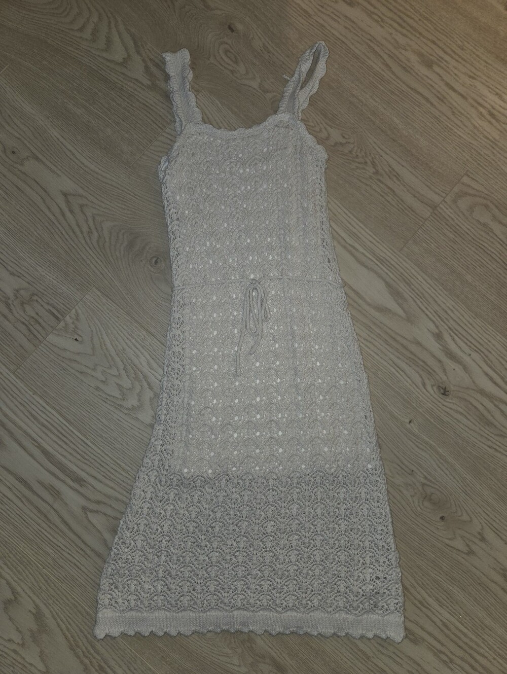 Jessica Simpson Cream Crochet Midi Dress with Tie Waist
